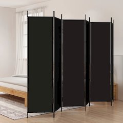6-Panel Room Divider Black 118.1"x78.7" Fabric