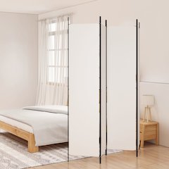 4-Panel Room Divider White 78.7"x86.6" Fabric