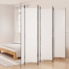 6-Panel Room Divider White 118.1"x86.6" Fabric