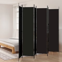 6-Panel Room Divider Black 118.1"x86.6" Fabric