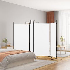 4-Panel Room Divider White 136.2"x70.9" Fabric