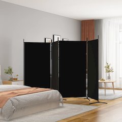 4-Panel Room Divider Black 136.2"x70.9" Fabric