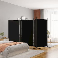 5-Panel Room Divider Black 170.5"x70.9" Fabric