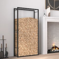 Firewood Rack Matt Black 31.5"x11"x60.6" Steel