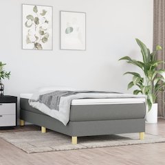 Bed Frame Dark Grey Fabric (100% polyester), plywood, engineered wood