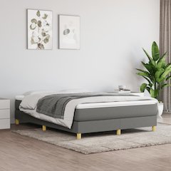 Bed Frame Dark Grey Polyester Queen Rectangular Modern