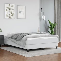 Bed Frame White Faux leather, plywood, engineered wood Full