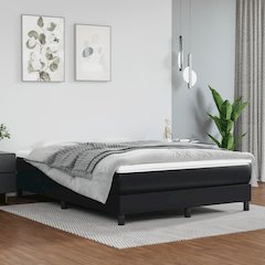 Bed Frame Black Faux leather, plywood, engineered wood