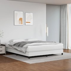 Bed Frame White Faux Leather King Durable Bed Frame