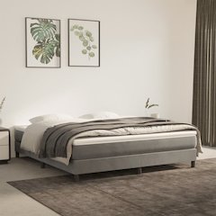 Bed Frame Light Grey Velvet, plywood, engineered wood King