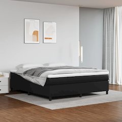 Bed Frame Black Faux leather, plywood, engineered wood King