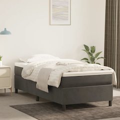 Bed Frame Dark Grey Velvet (100% polyester), Plywood, Engineered wood