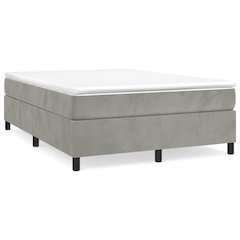 Bed Frame Light Grey Velvet, Plywood, Engineered wood Queen