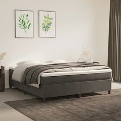 Bed Frame Dark Grey Velvet (100% polyester), plywood, engineered wood