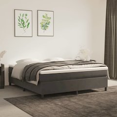 Bed Frame Dark Gray Velvet, plywood, engineered wood