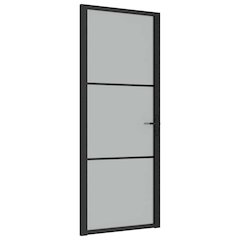 Interior Door 32.7"x79.3" Black Matt Glass and Aluminum