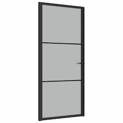 Interior Door 36.6"x79.3" Black Matt Glass and Aluminum