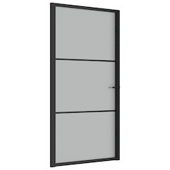 Interior Door 40.4"x79.3" Black Matt Glass and Aluminum