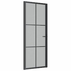 Interior Door 32.7"x79.3" Black Matt Glass and Aluminum