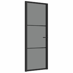 Interior Door 29.9"x79.3" Black ESG Glass and Aluminum