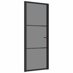 Interior Door 32.7"x79.3" Black ESG Glass and Aluminum