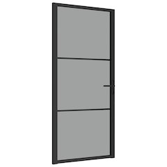 Interior Door 36.6"x79.3" Black ESG Glass and Aluminum