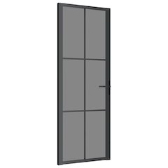 Interior Door 29.9"x79.3" Black ESG Glass and Aluminum