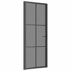Interior Door 32.7"x79.3" Black ESG Glass and Aluminum