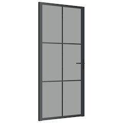Interior Door 36.6"x79.3" Black ESG Glass and Aluminum
