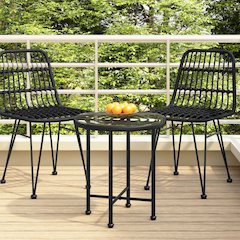 Dining Table Black Steel Compact UV-resistant Bistro Table