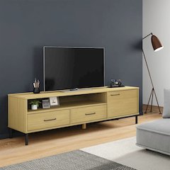 TV Cabinet Brown Solid pine wood, metal Medium TV Cabinet