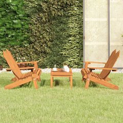 Garden Lounge Set Brown Solid Acacia Wood Medium Foldable