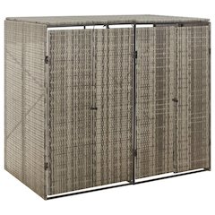 Double Wheelie Bin Shed Gray 55.1"x31.5"x46.1" Poly Rattan