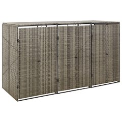 Triple Wheelie Bin Shed Gray 81.5"x31.5"x46.1" Poly Rattan