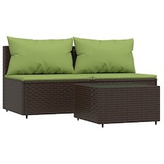 Patio Lounge Set Brown and green cushions