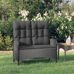 Reclining Garden Bench Black, Black