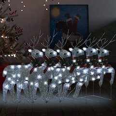 Christmas Reindeer Set of 6 Silver Mesh, metal Medium