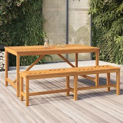 Garden Dining Table Brown Solid Acacia wood Large Durable