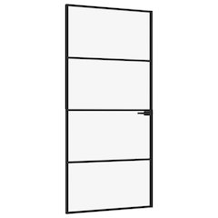 Interior Door Black 36.6"x79.3" Tempered Glass&Aluminum Slim