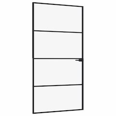 Interior Door Black 40.2"x79.3" Tempered Glass&Aluminum Slim