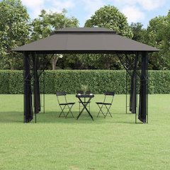 Gazebo with Sidewalls Anthracite 157.5"x118.1"x106.3" Steel