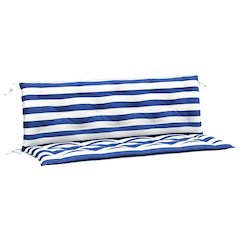 Garden Bench Cushion Set of 2 Blue and White Stripe 100% Polyester