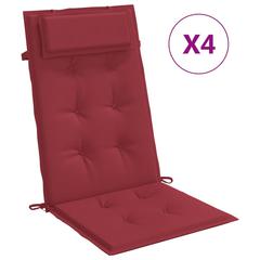 Highback Chair Cushion Set of 4 Wine Red