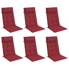 Highback Chair Cushion Set of 6 Wine Red