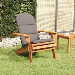 Garden Chair Dark grey, Natural wood Solid acacia wood, Polyester
