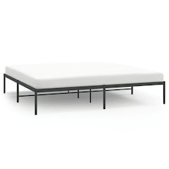 Bed Frame Black Powder-Coated Steel 76 x 80 in mattress size
