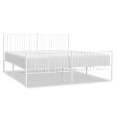 Bed Frame White Powder-Coated Steel 76 x 80 in Bed Frame