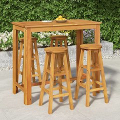 Garden Bar Set Natural Wood Solid Acacia Wood For 4 people