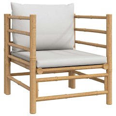 Garden Sofa Light grey, Natural bamboo Bamboo, 100% Polyester