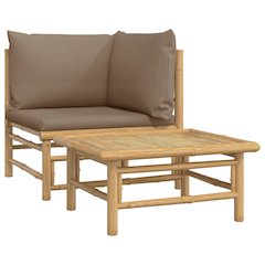 Garden Lounge Set Taupe Bamboo, Polyester Medium Modular